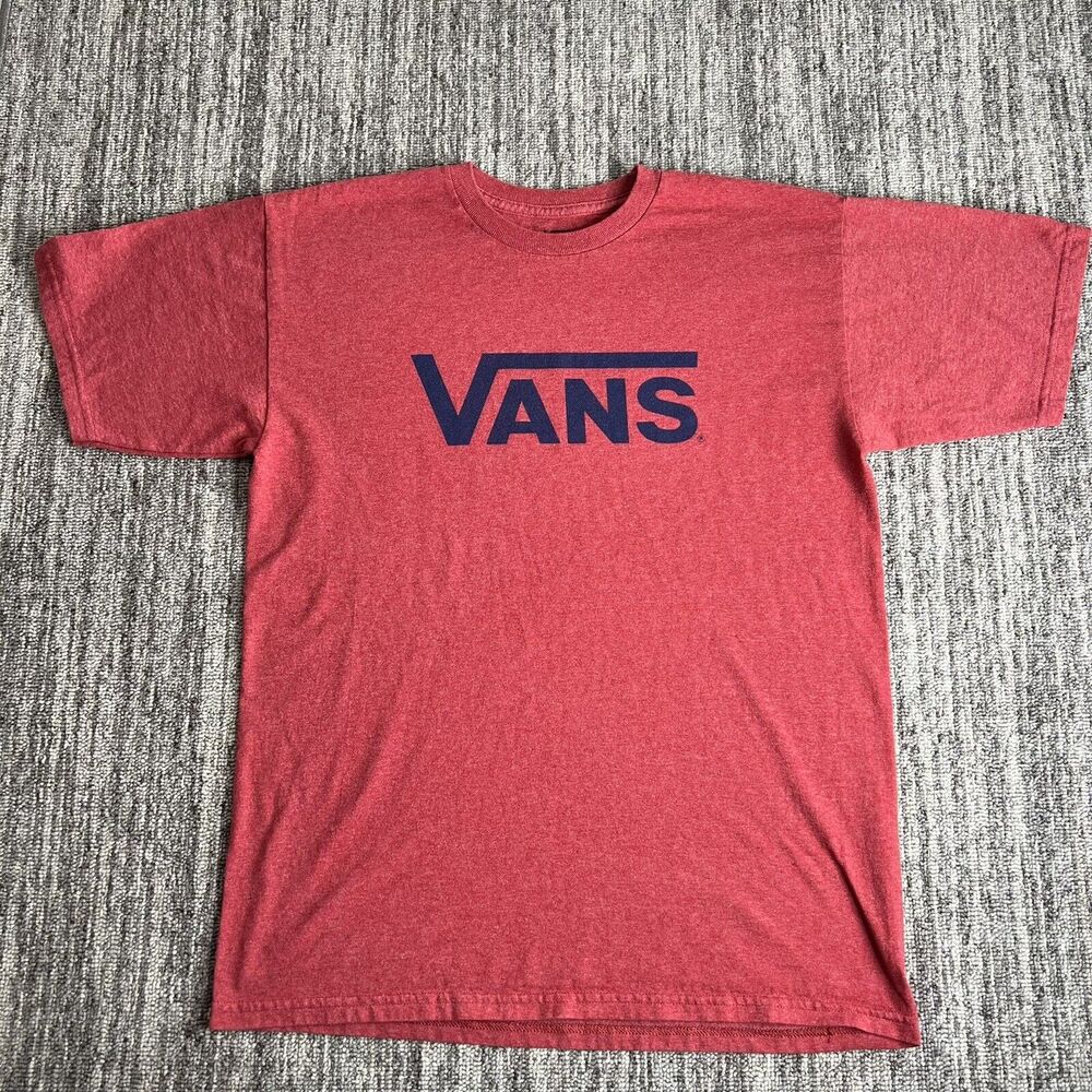 Vans T-shirt Men Adult Medium Heather Red Vans Print